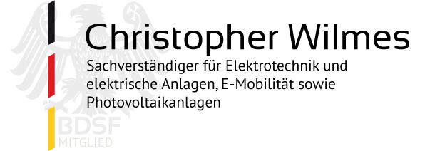 Christopher Wilmes, Sachverständiger für Elektrotechnik und elektrische Anlagen, E-Mobilität sowie Photovoltaikanlagen